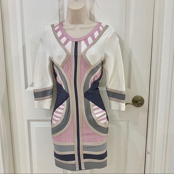 Tribal Design Pink Grey Bandage Dress - Picture 3 of 9